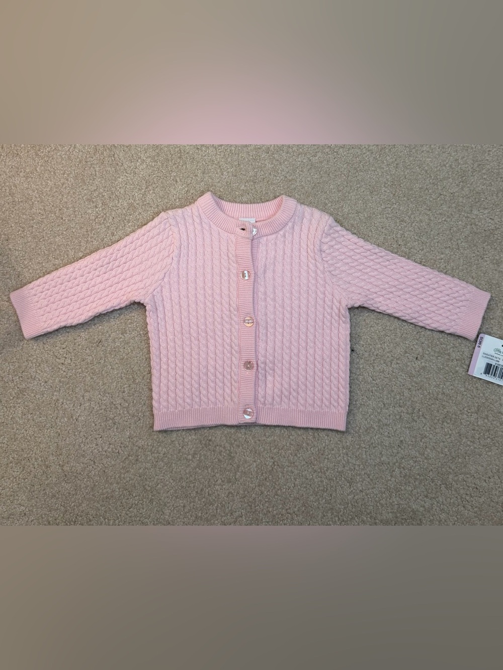 Little Me Baby Girl Pink Cable Knit Cardigan Sweater 9M NWT